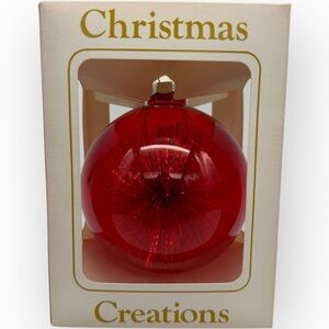 New in Box Radiant Red Sparkle Atomic Glass MCM‎ Ornament